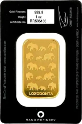 1 oz zlatý slitek  Loxodonta Africana |Rafinérie Rand