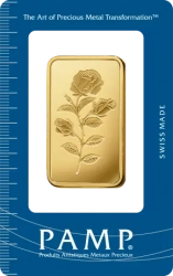 1 oz zlatý slitek PAMP Růže 