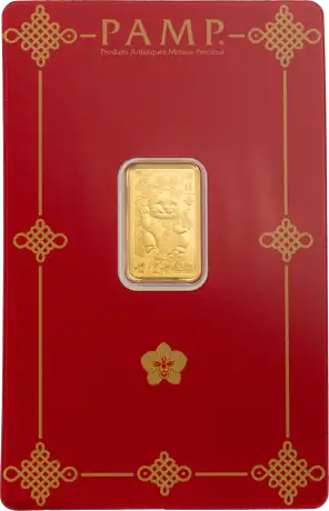 2.5g Gold Bar PAMP  Lucky Cat